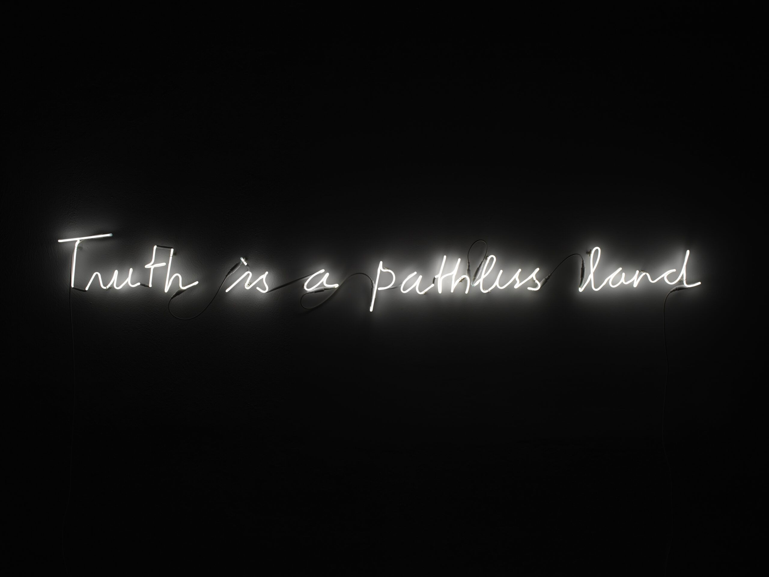 Valerio Rocco Orlando, Truth is a pathless land, 2015. White neon light, 20x200cm. Private Collection, Milan